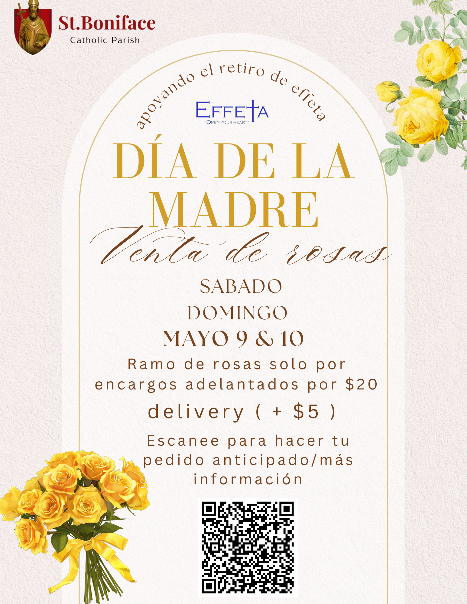 Beige Yellow Green Elegant Floral Illustrated Sunflowers Happy Mothers Day Flyer 2
